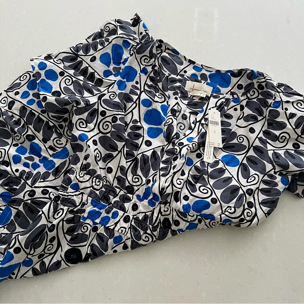 Anthropologie Somerset mini Blue and Black Patterned dress - Size M
